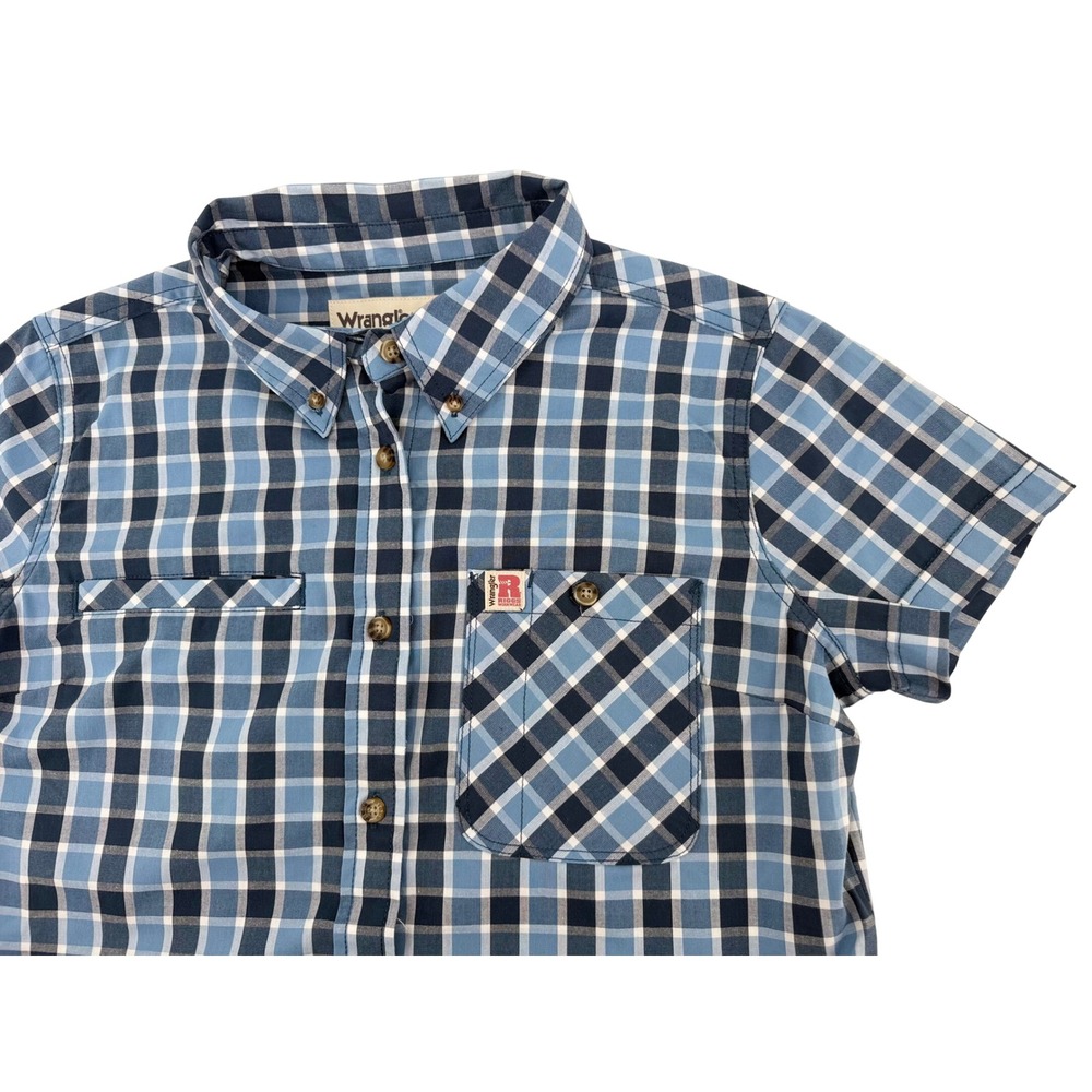 Wrangler Riggs Workwear Plaid Button Down Shirt Medium Cotton Blue Gorpcore